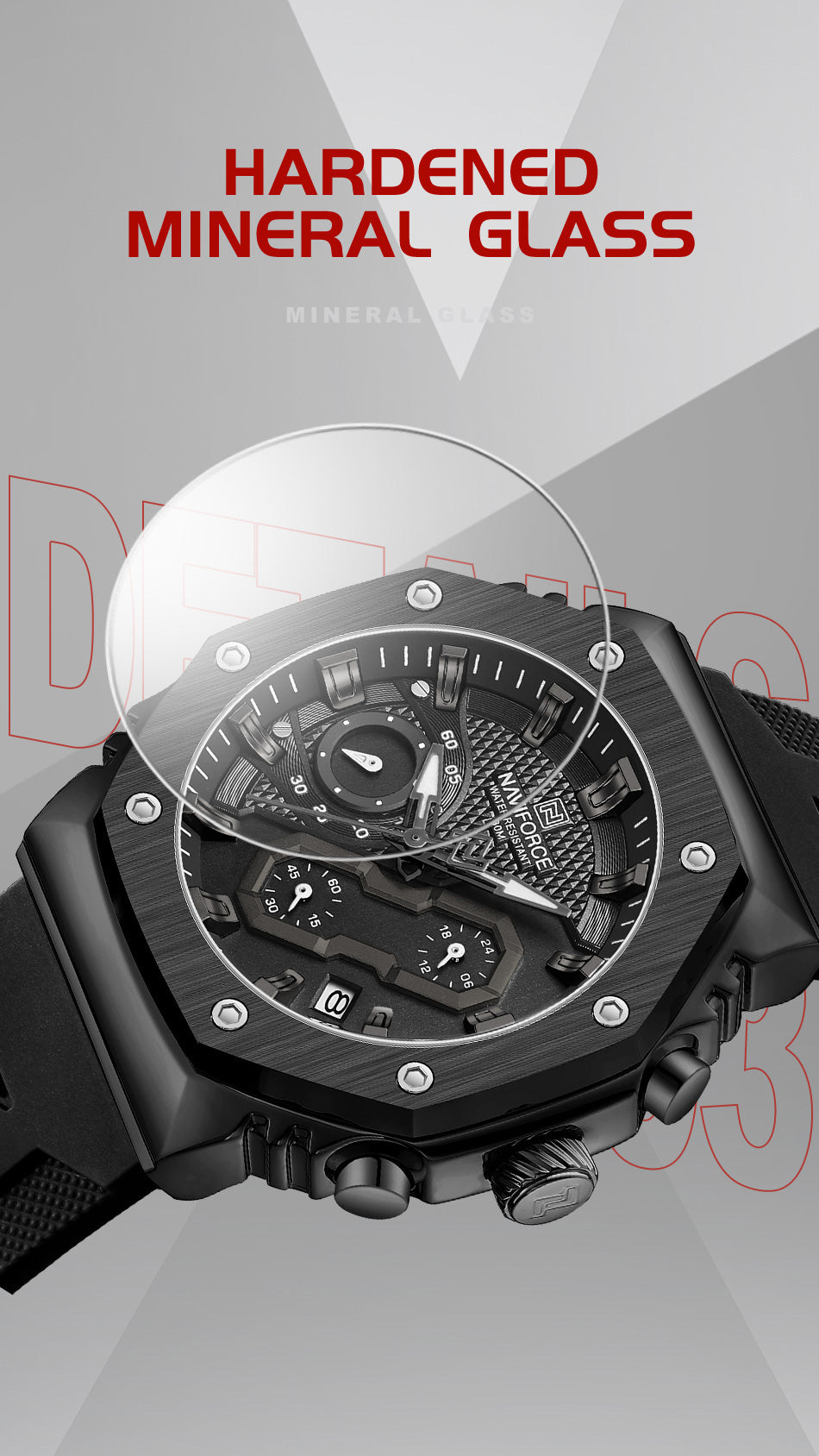NF8035L Black Grey analog chronograph women's watch-NAVIFORCE