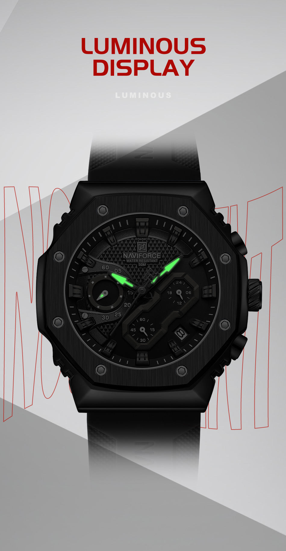NF8035L Black Grey analog chronograph women's watch-NAVIFORCE