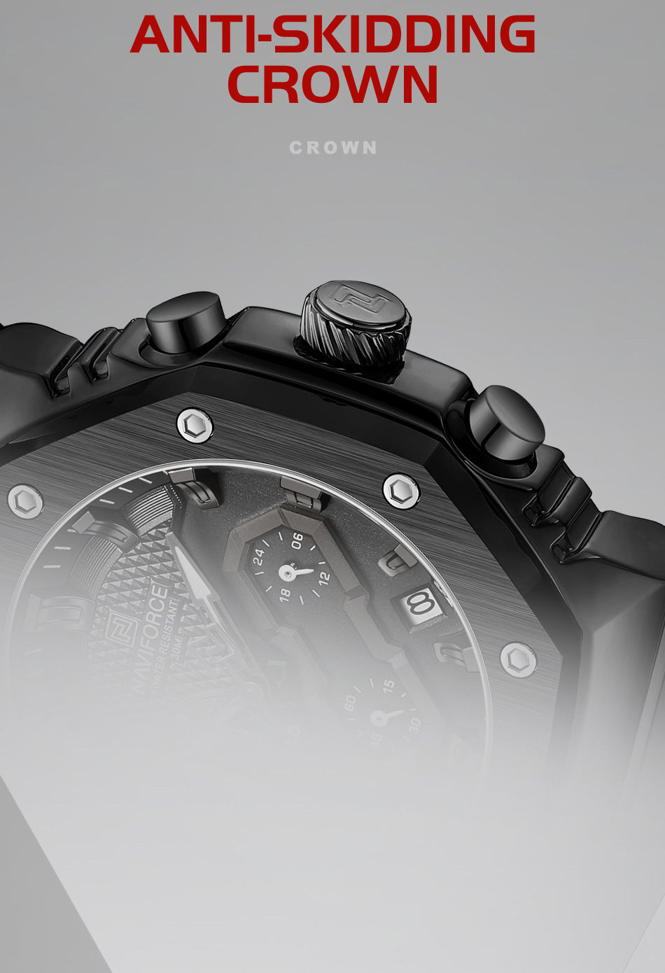 NF8035L Black Grey analog chronograph women's watch-NAVIFORCE