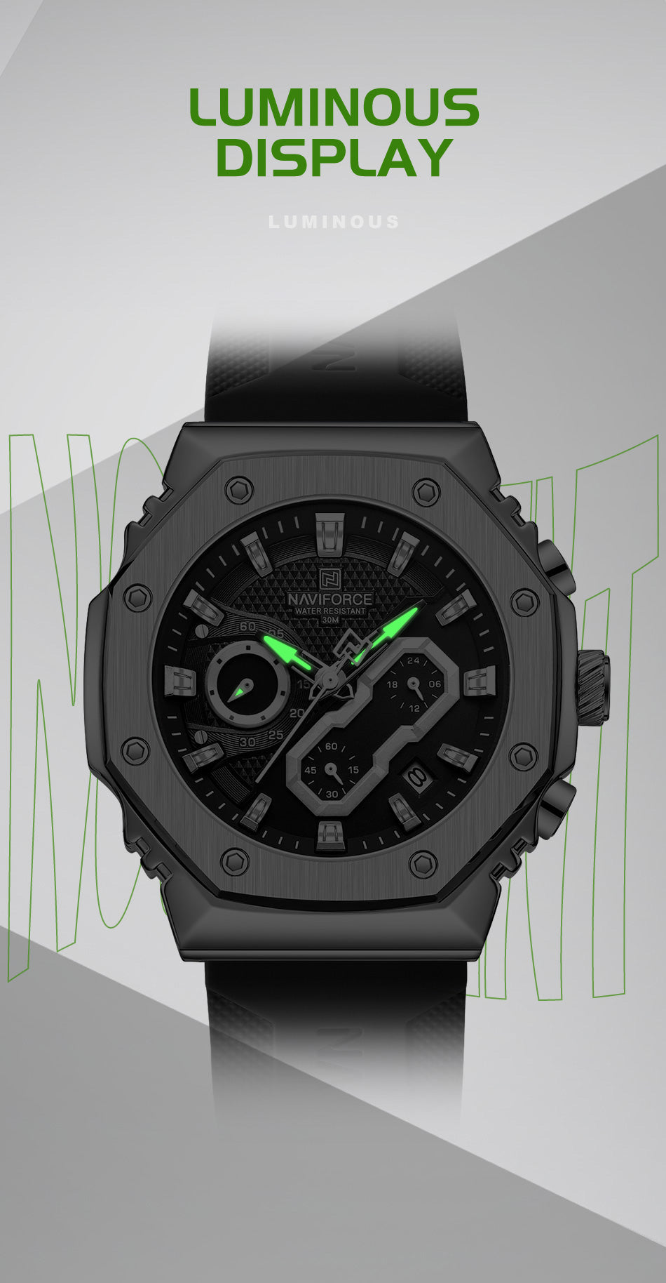 NF8035L Silver Black analog chronograph women's watch-NAVIFORCE