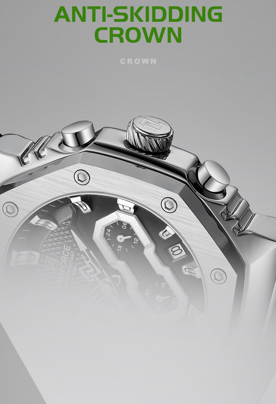 NF8035L Silver Black analog chronograph women's watch-NAVIFORCE