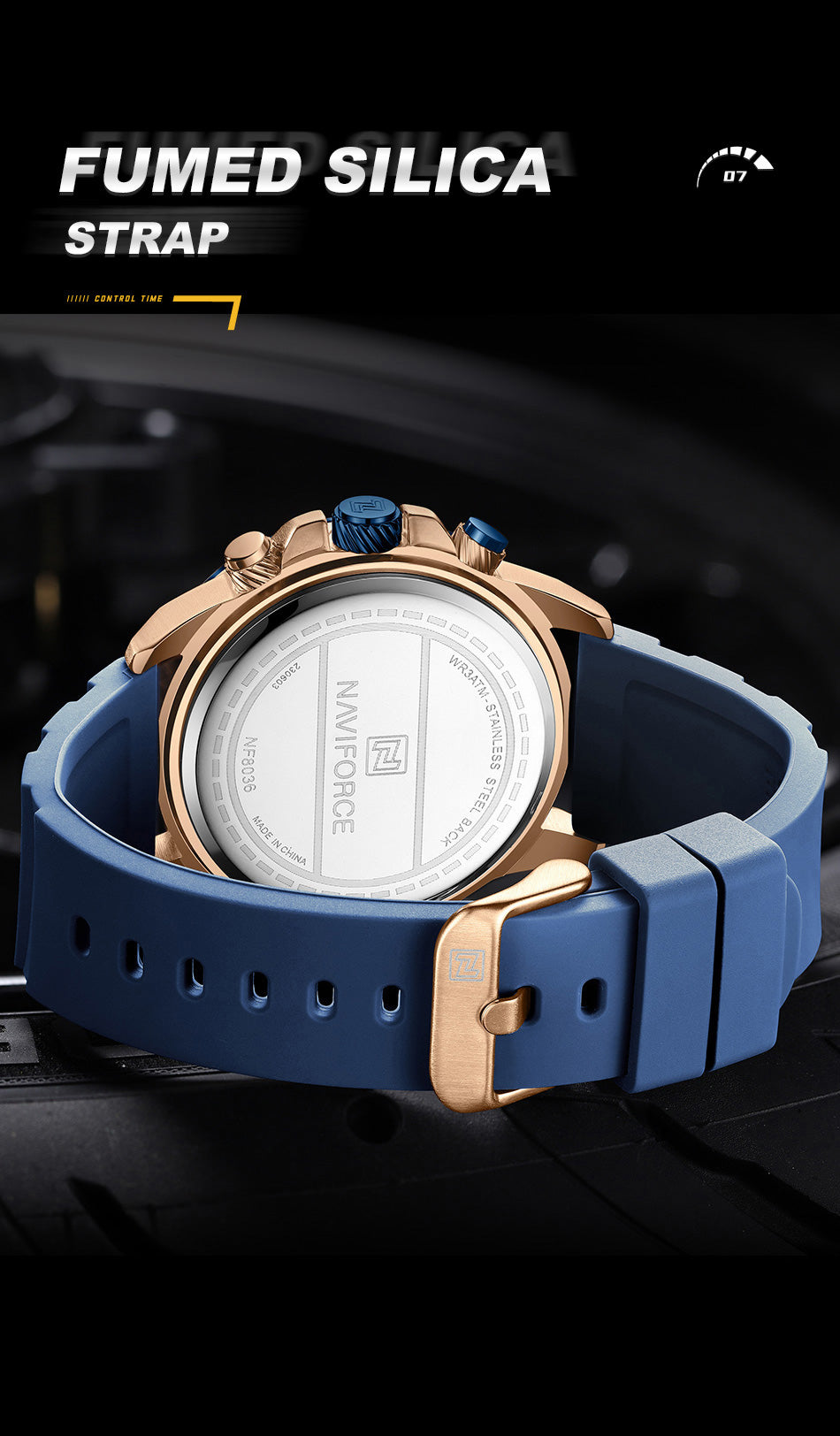 NF8036 Blue Chronograph Date Display Analog watch for men - NAVIFORCE