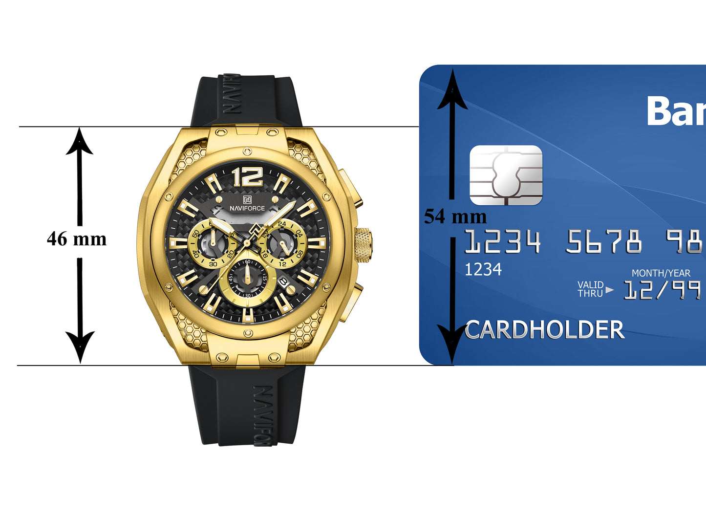 NAVIFORCE NF8063 Gold-Black multifuntional chronograph Analog Watch