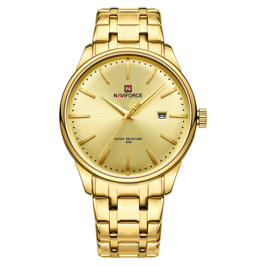 Naviforce NF9230 Golden Gentle Elegant Calendar Analog Watch