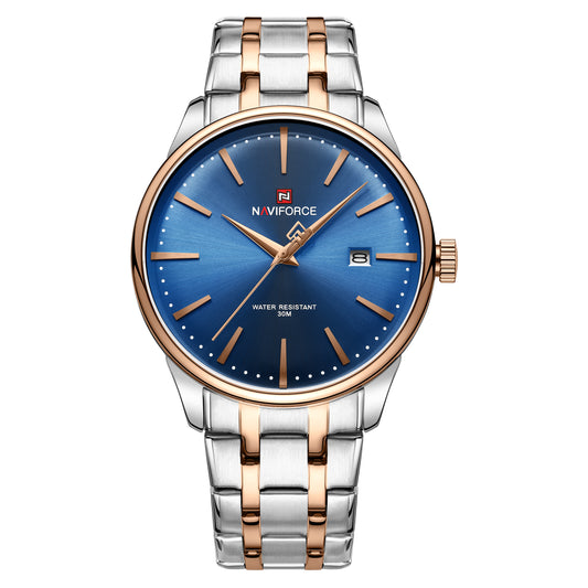 Naviforce NF9230 Silver Blue Gentle Elegant Calendar Analog Watch