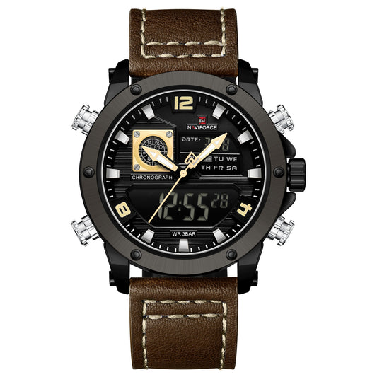 Naviforce NF9236 brown Strap Military Style Analog-Digital Watch