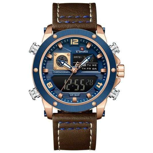 Naviforce NF9236 Brown Strap Military Style Analog-Digital Watch