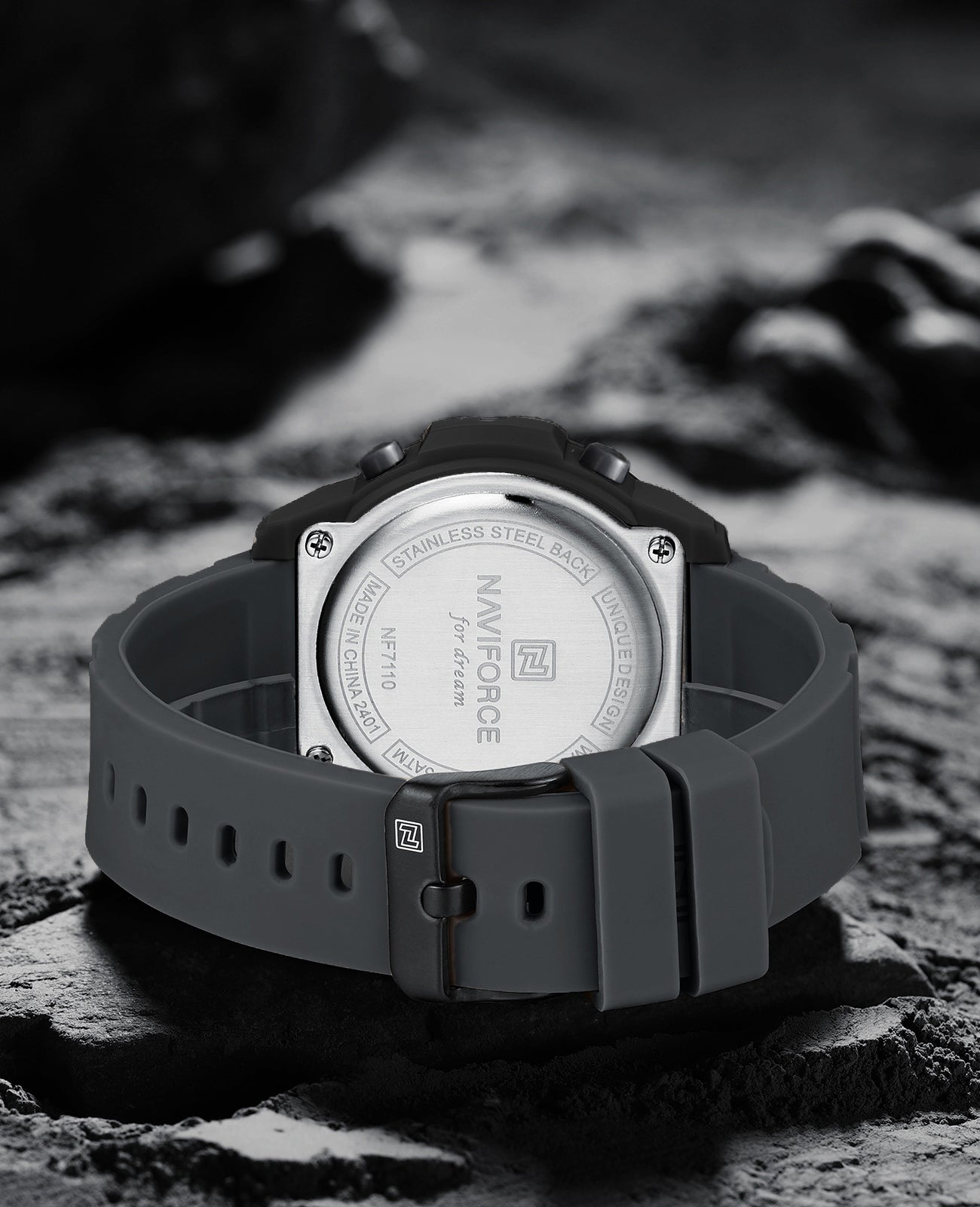 NF7110 Grey LCD Display Trendy Silicone Digital Watch