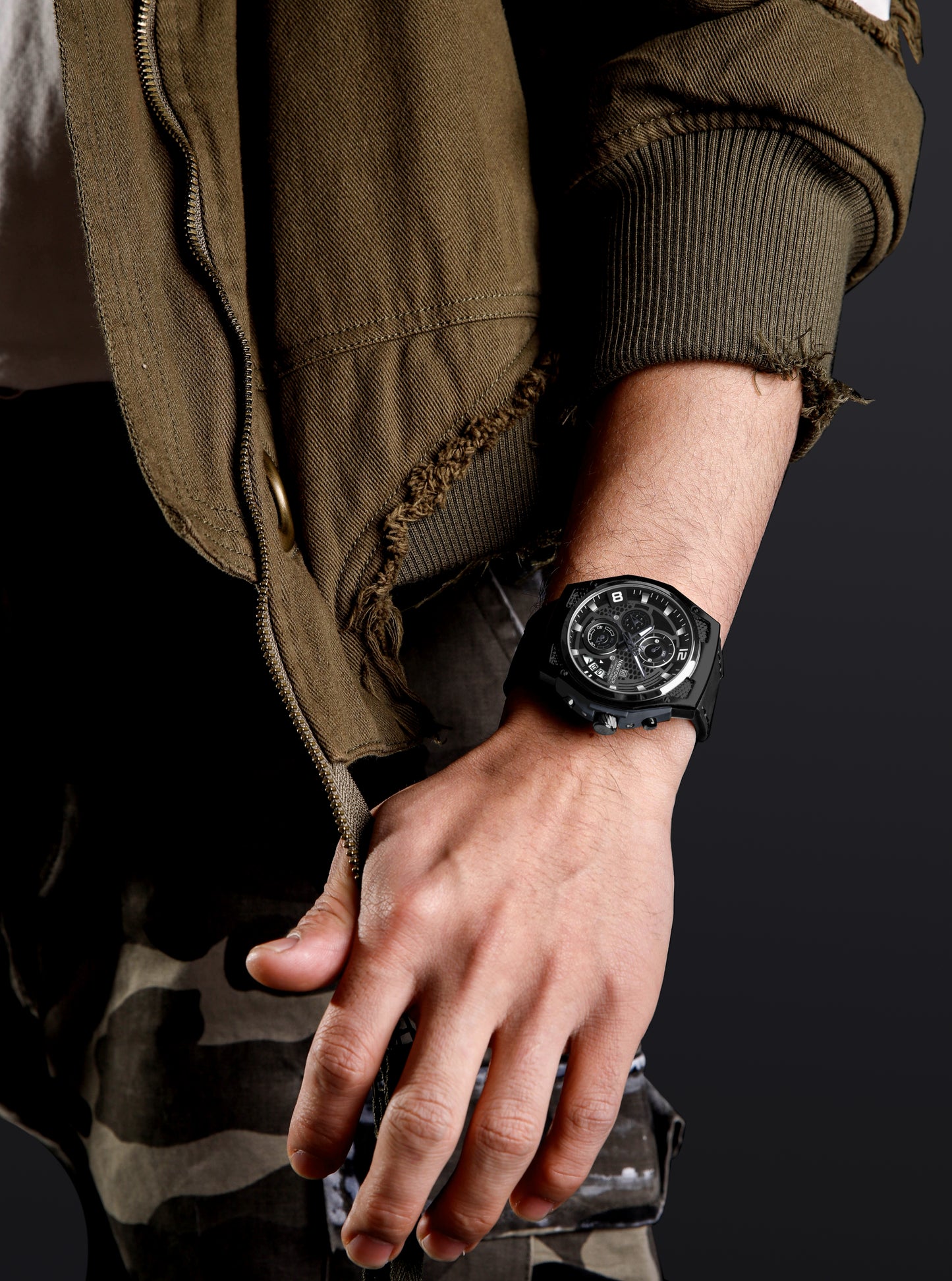 Naviforce NF8051L Black Genuine Leather Analog Watch