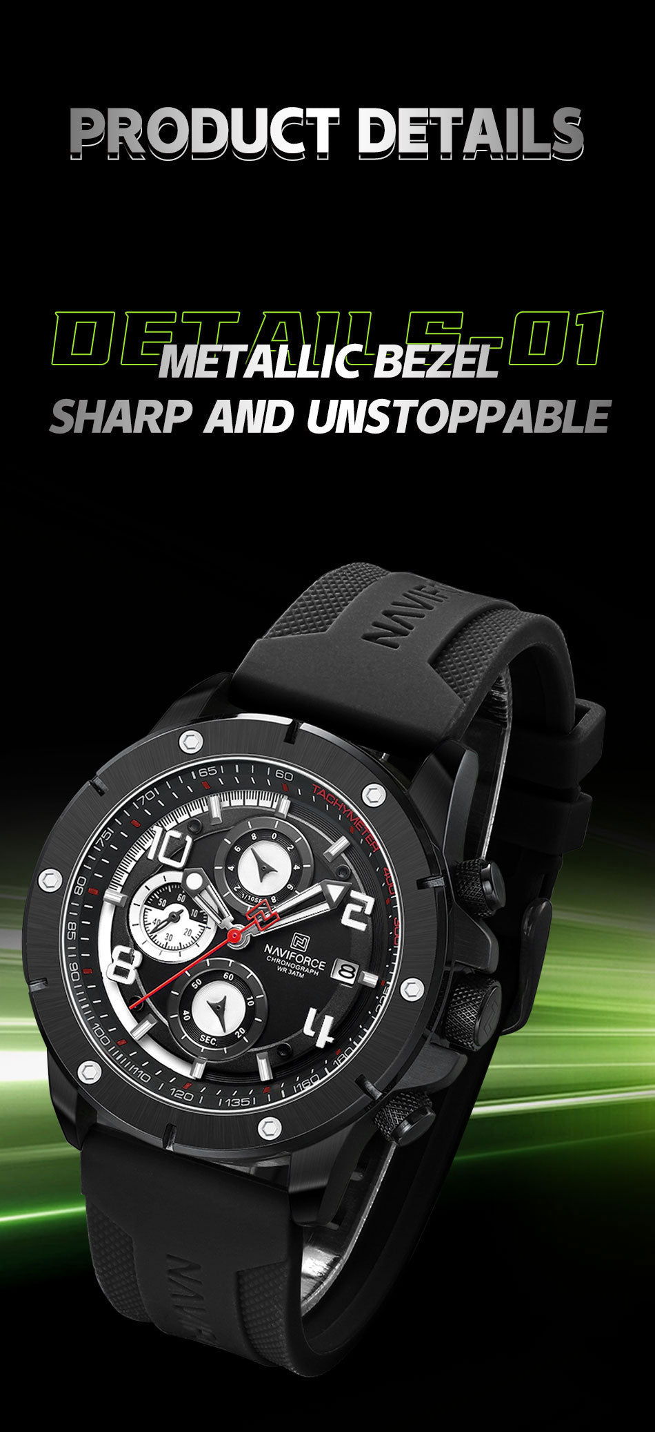 NF8034 Black sports looking attractive chronograph Analog Watch