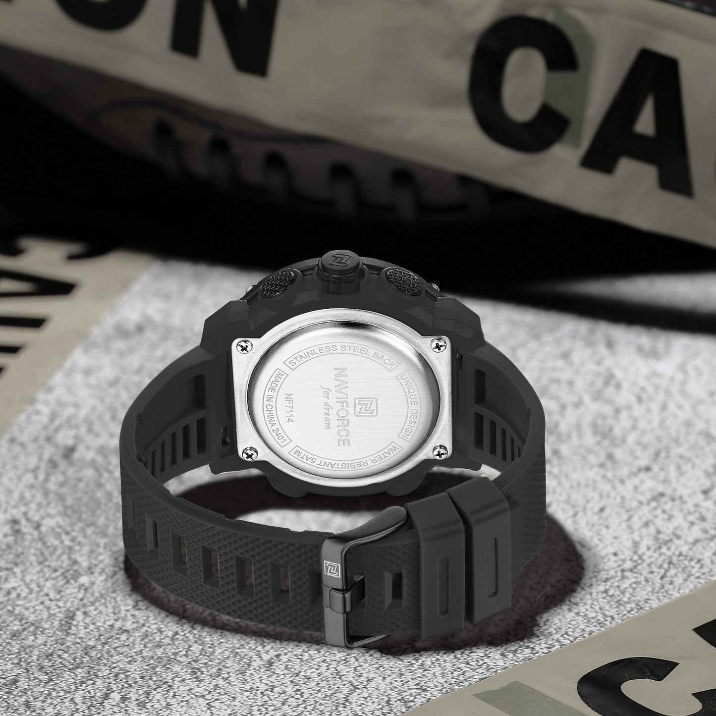 NF7114 Black Dial Luminous night vision display Analog-Digital Watch