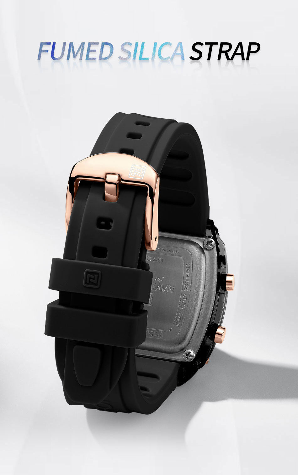 NF7102 Black Silicone Strap Electronic Digital Watch