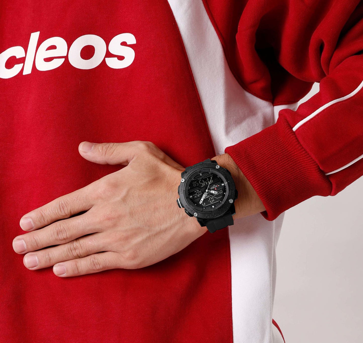 NF7114 Black Dial Luminous night vision display Analog-Digital Watch