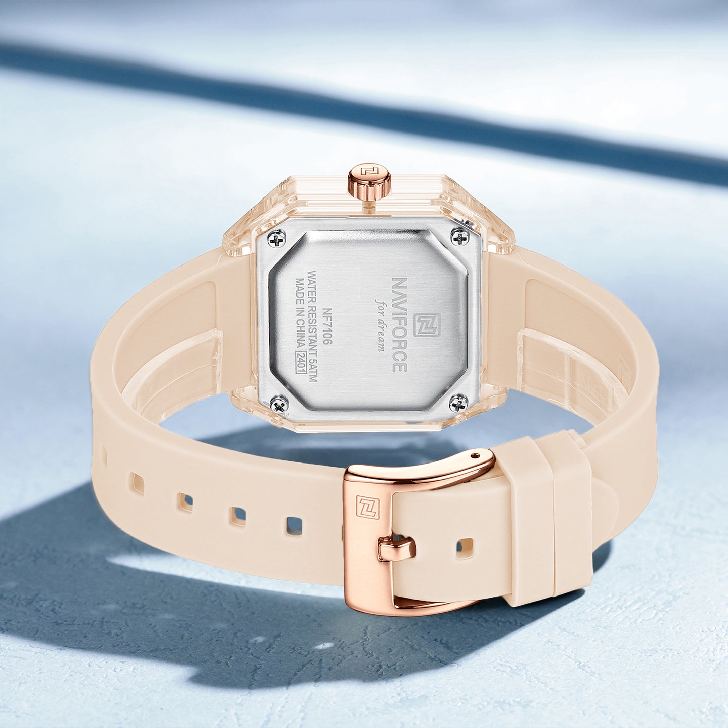 NF7106 Biege Silicone strap Analog Watch