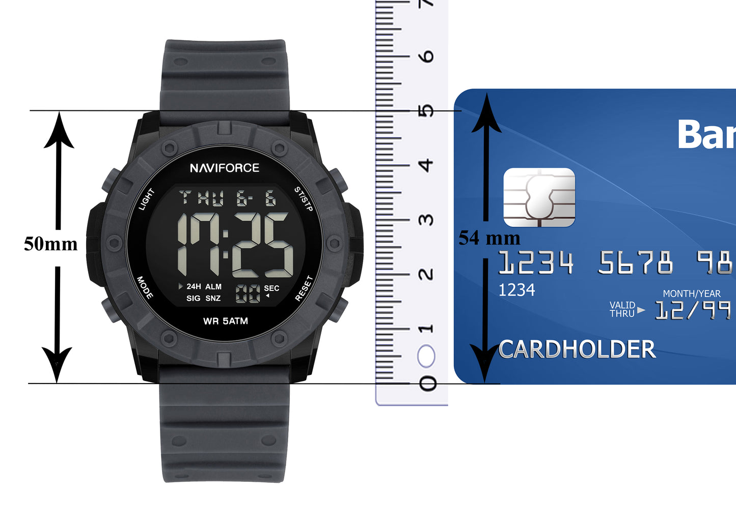 NF7110 Grey LCD Display Trendy Silicone Digital Watch