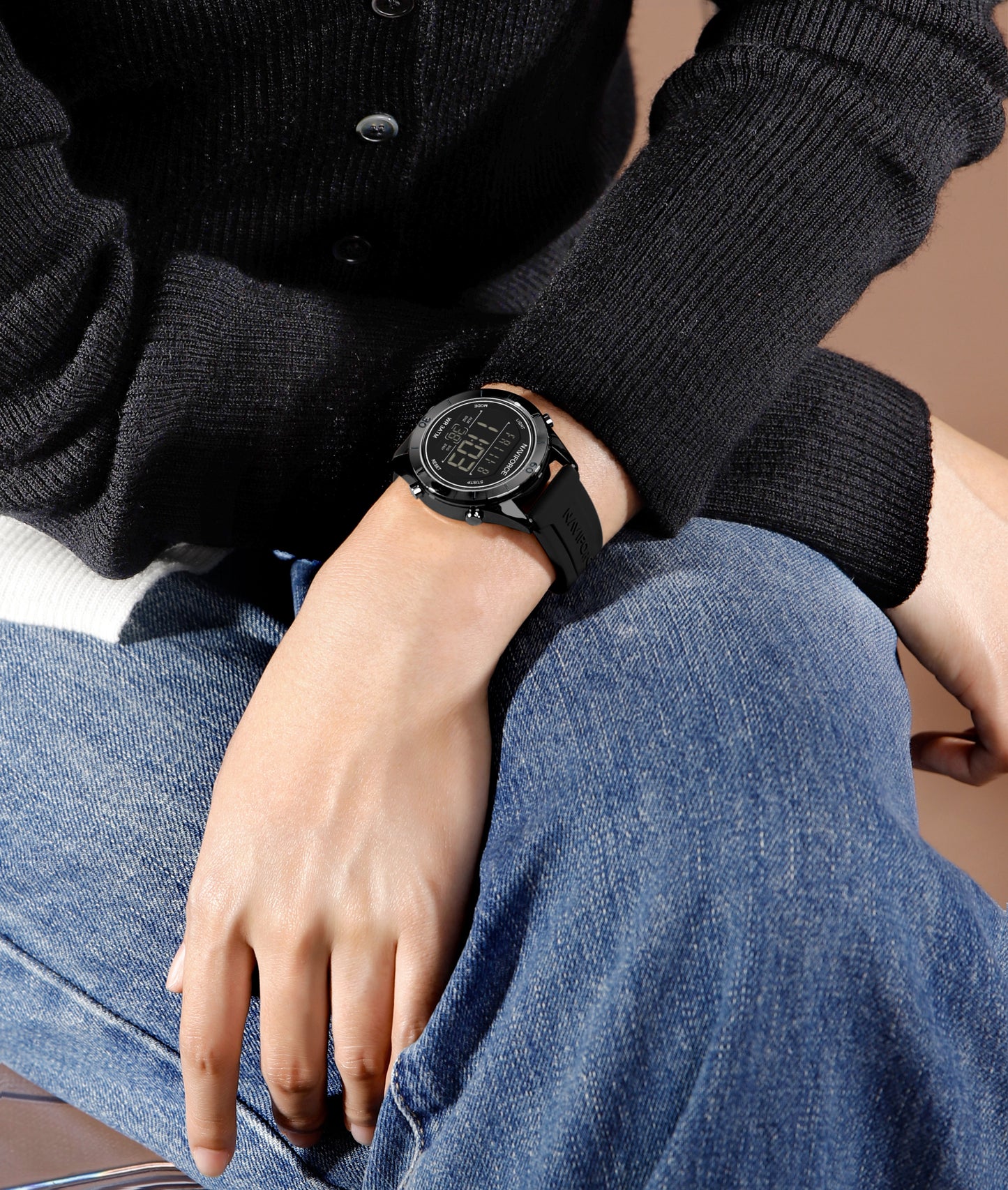 NF5054 Black Multifunctional LCD display Digital Watch