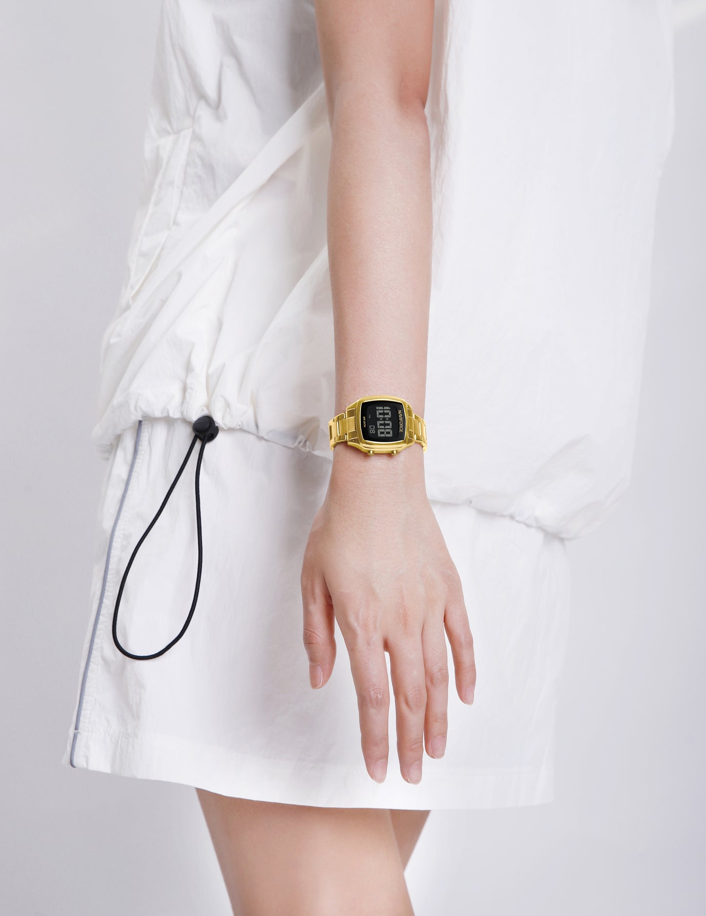 NF5047 All Gold Versatile Trendy Square Digital Watch