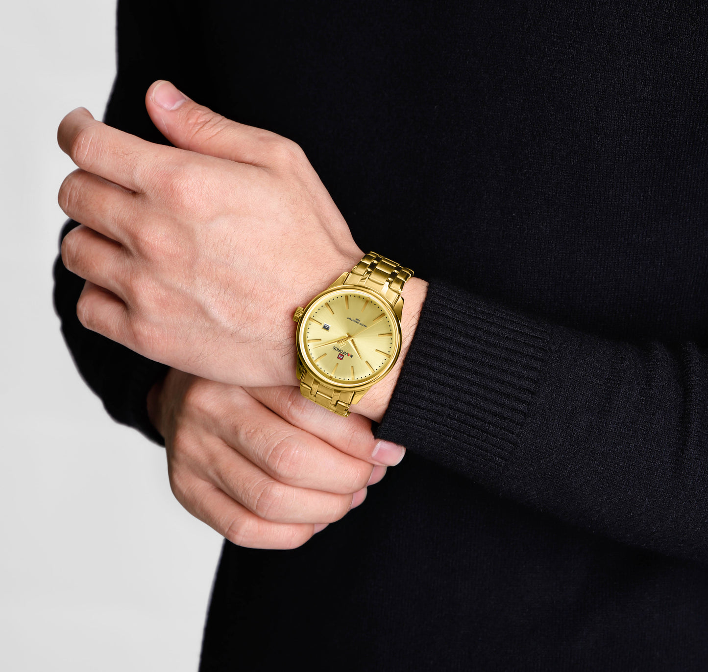 Naviforce NF9230 Golden Gentle Elegant Calendar Analog Watch