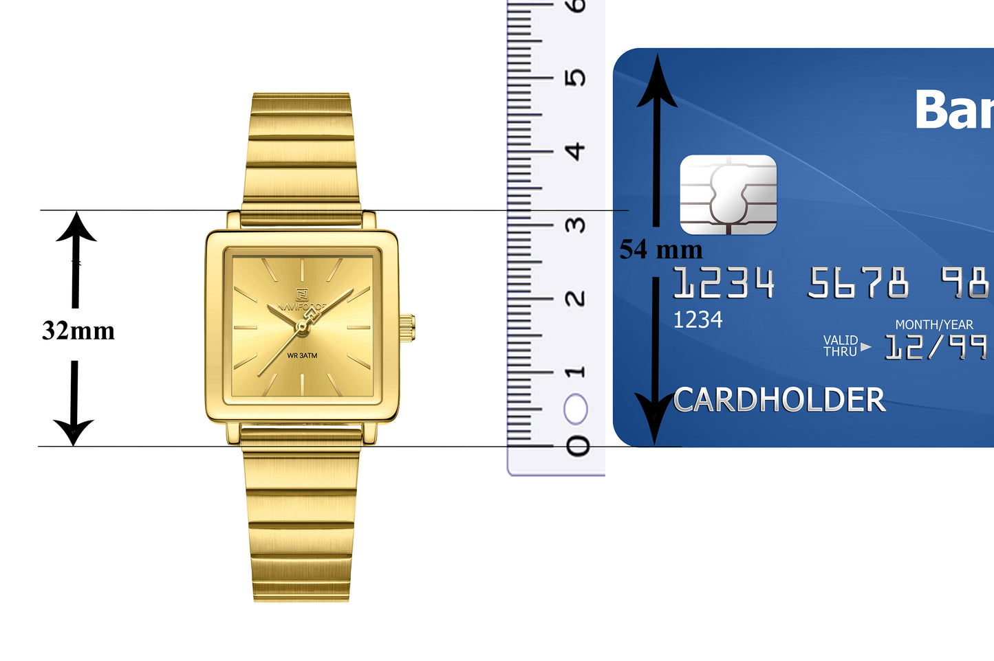 NF5048 Modern Gold square dial Analog Watch
