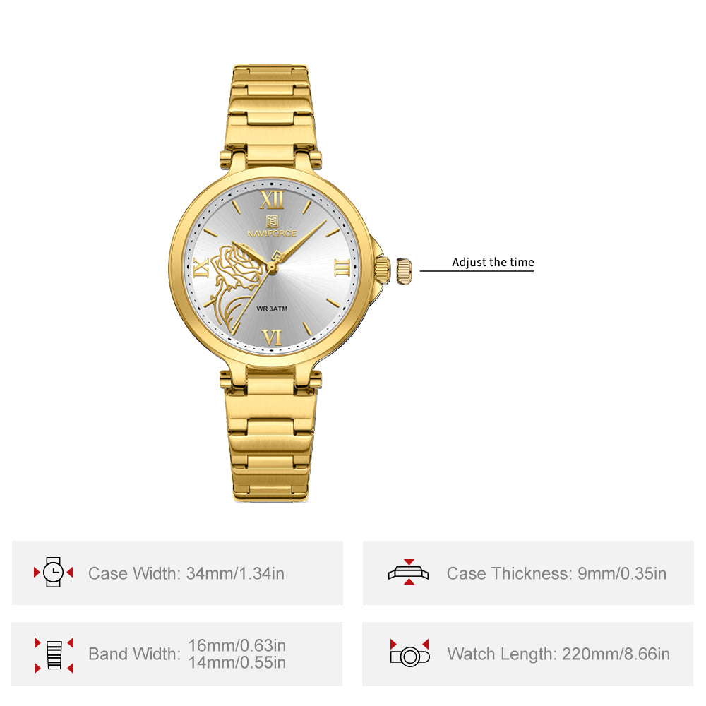 NF5060 White dial with gold strap Analog Watch