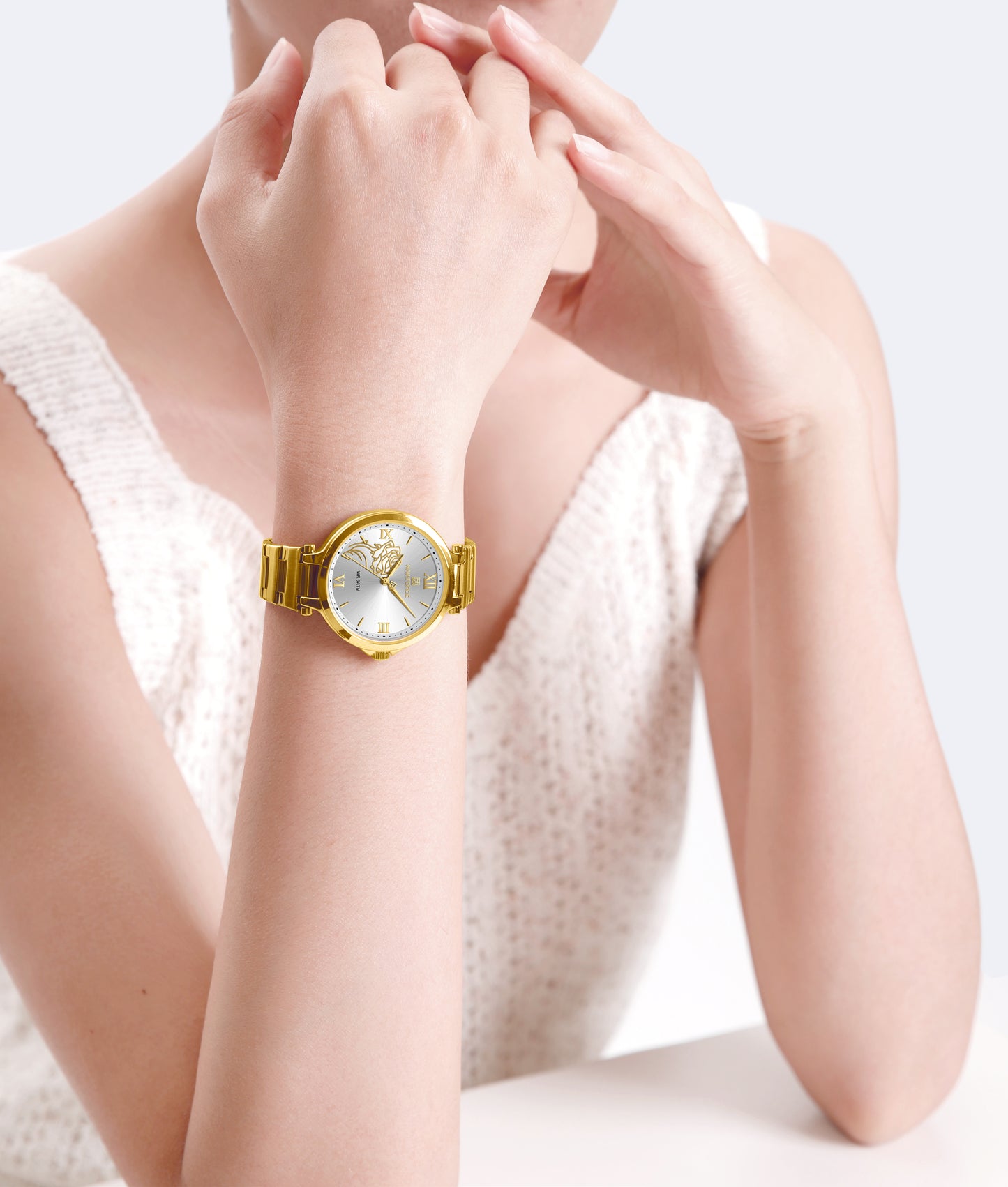 NF5060 White dial with gold strap Analog Watch
