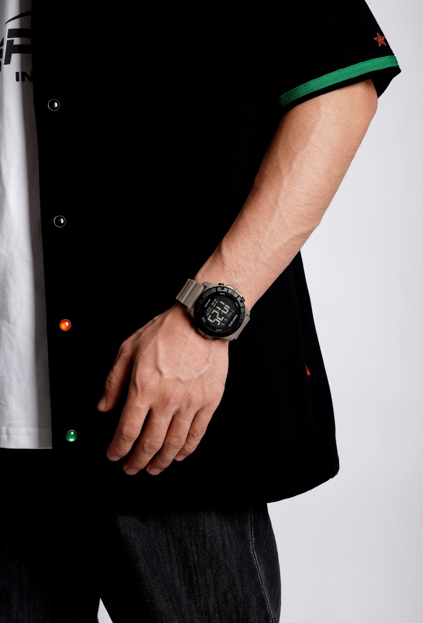 NF7110 Biege LCD Display Trendy Silicone Digital Watch