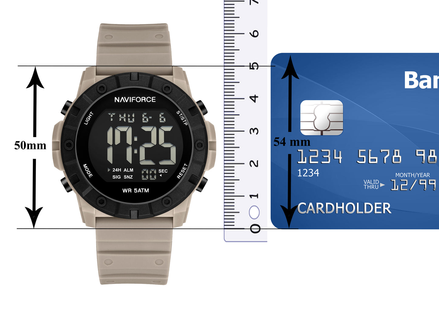 NF7110 Biege LCD Display Trendy Silicone Digital Watch