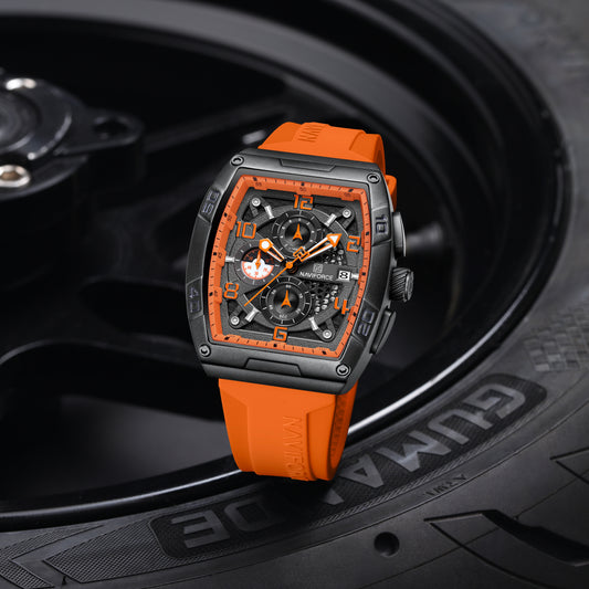 NF8052 Orange Black Chronograph watch for men - NAVIFORCE