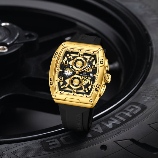 NF8052 Gold Black Chronograph watch for men - NAVIFORCE