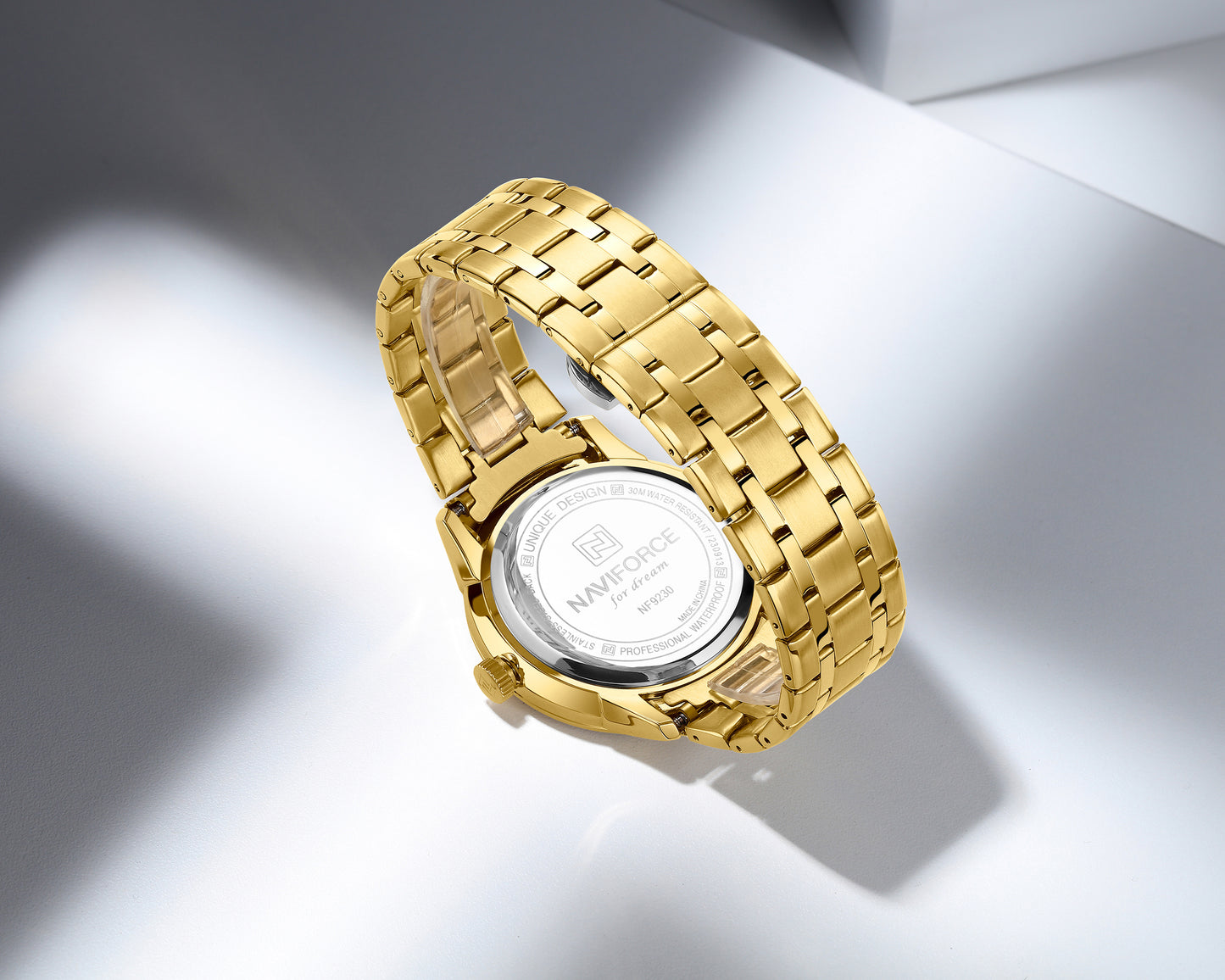 Naviforce NF9230 Golden Gentle Elegant Calendar Analog Watch