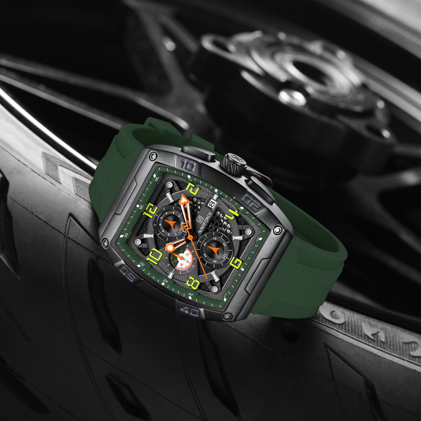 NF8052 Green Black Chronograph watch for men - NAVIFORCE