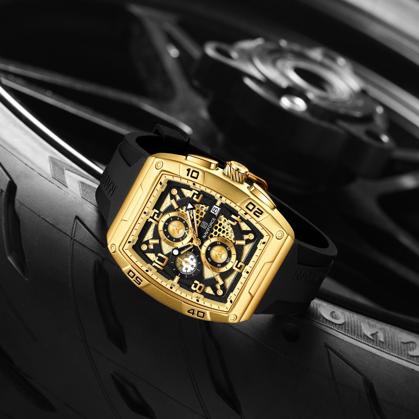 NF8052 Gold Black Chronograph watch for men - NAVIFORCE