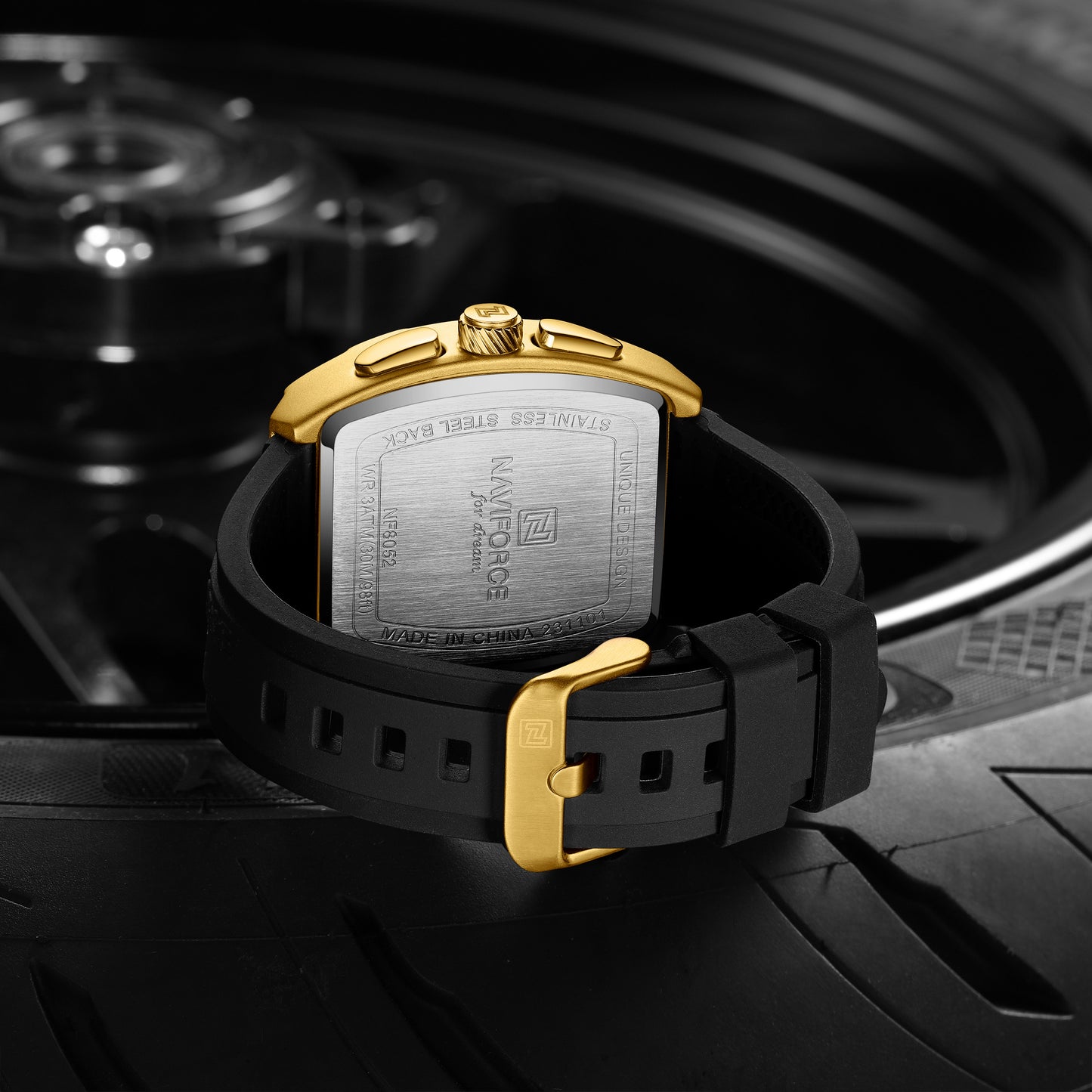 NF8052 Gold Black Chronograph watch for men - NAVIFORCE