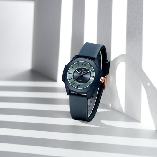 NF7107 Blue Silicon Strap luminous hands Analog Watch