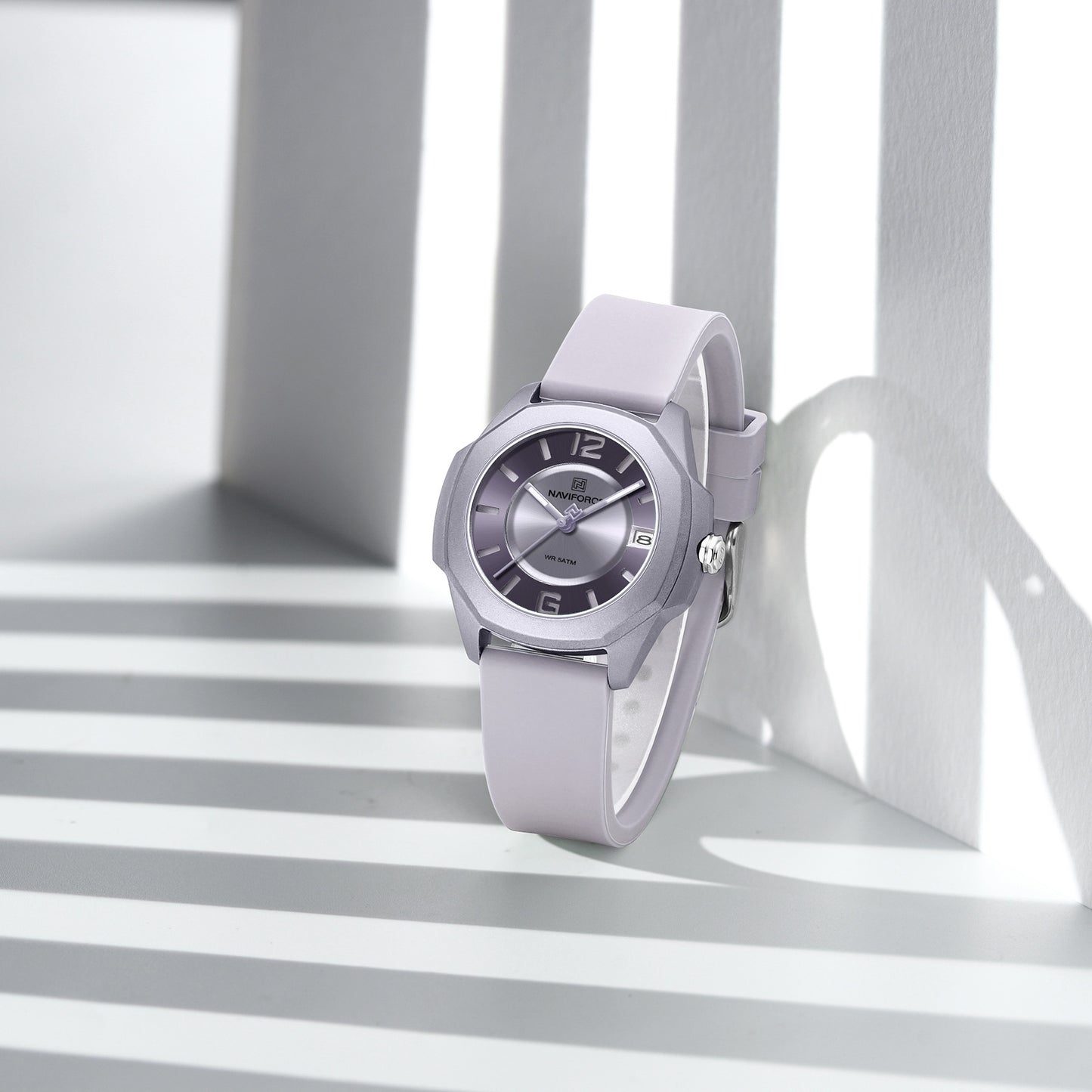 NF7107 Purple Silicon Strap luminous hands Analog Watch