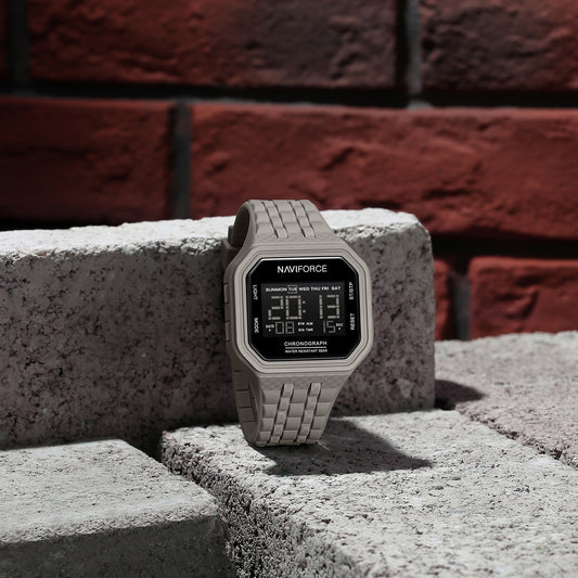 NF7116 Biege LCD Display Multifunctional Digital Watch