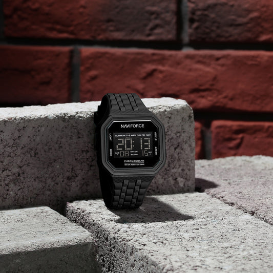 NF7116 Black LCD Display Multifunctional Digital Watch