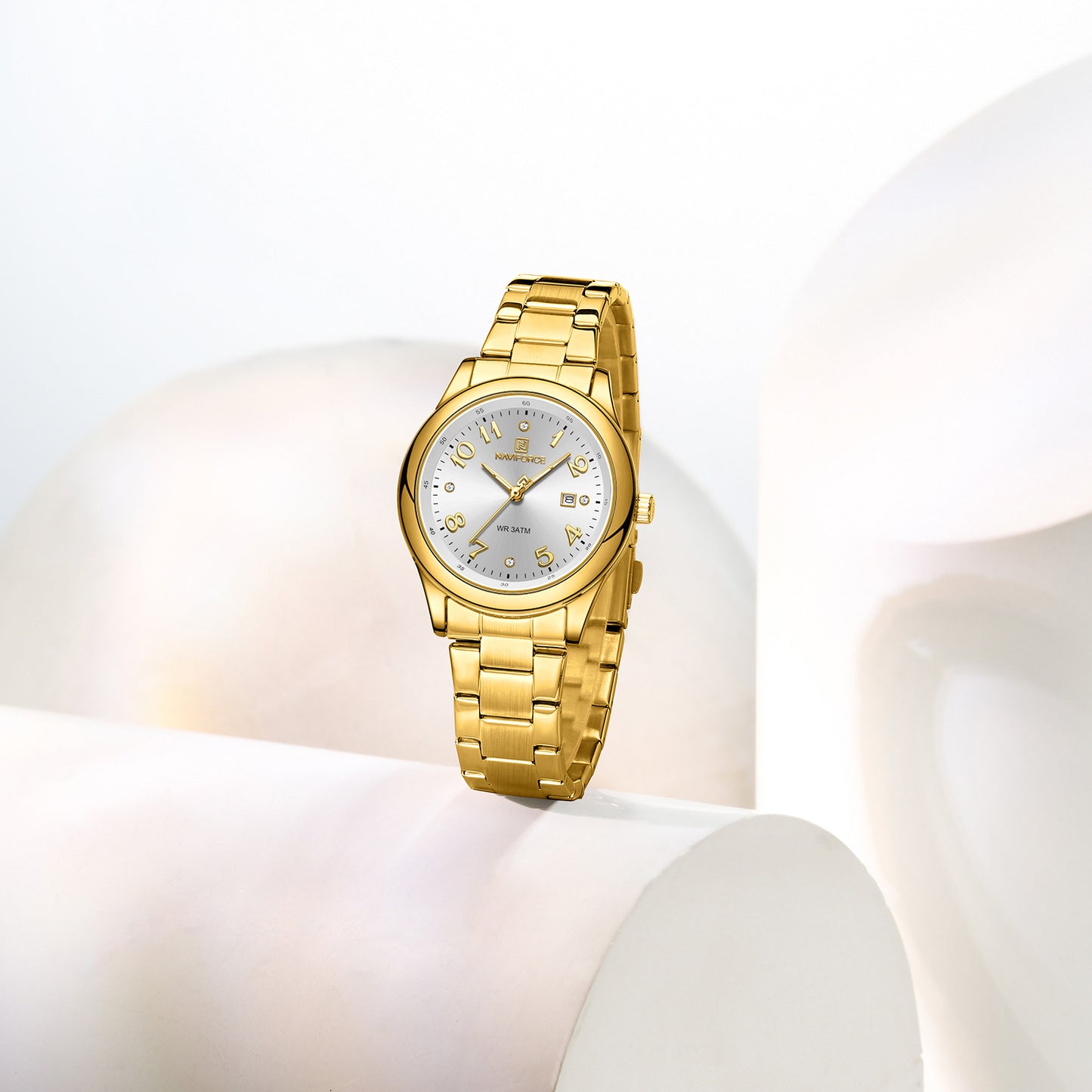 NF5059 White dial with gold Stainless Steel strap Analog Watch