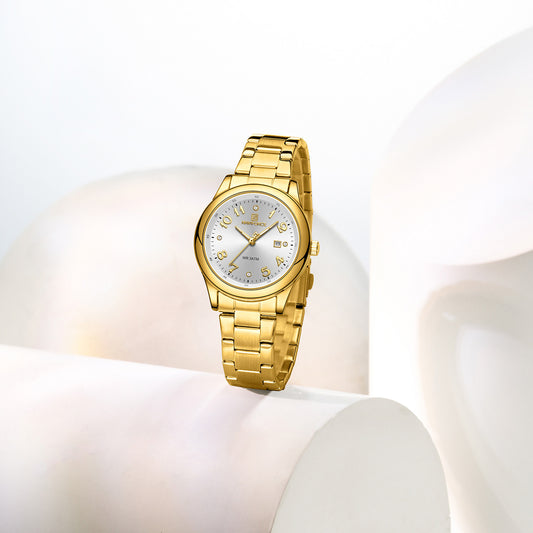NF5059 White dial with gold Stainless Steel strap Analog Watch
