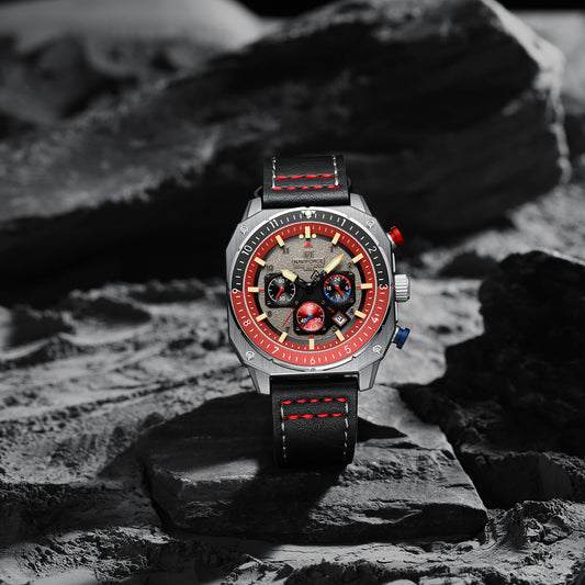 Naviforce NF8057 Silver-Black Leather Strap Analog Watch