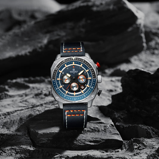Naviforce NF8057 Blue Leather Strap Analog Watch