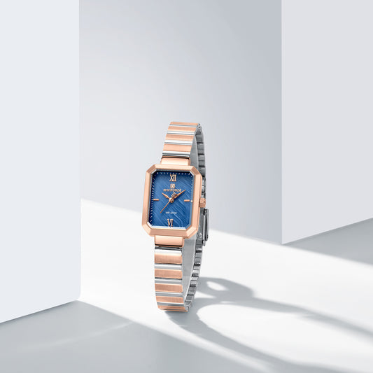 NF5050 Blue Dial With Rosegold Stainless Steel Strap Analog Watch