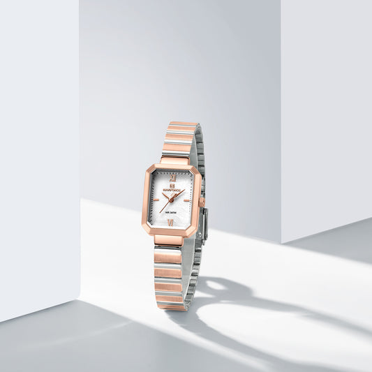 NF5050 White Dial With Rosegold Stainless Steel Strap Analog Watch