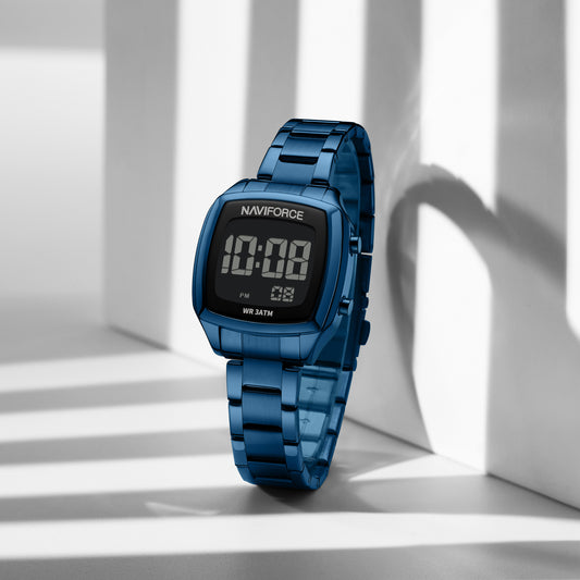 NF5047 All Blue Versatile Trendy Square Digital Watch