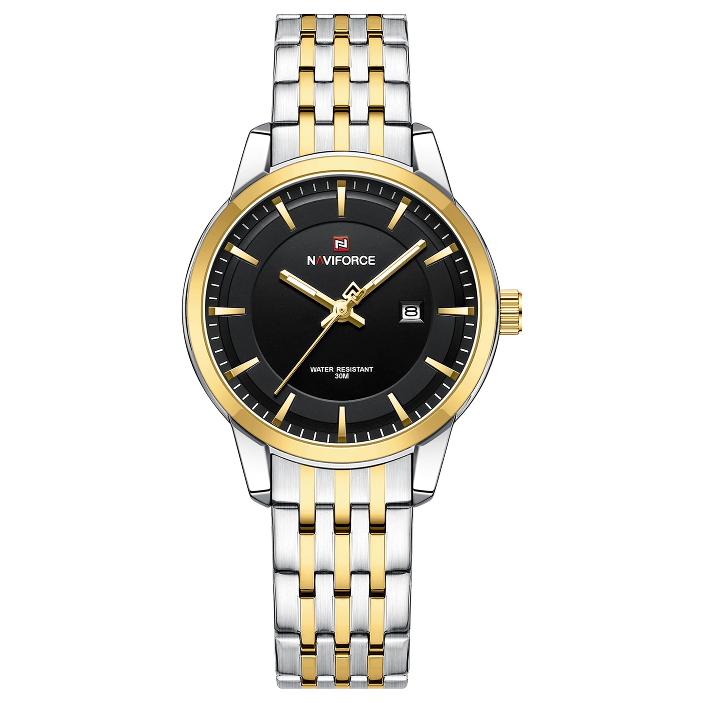 Naviforce NF9228L Silver-gold High Quality strap Analog Watch