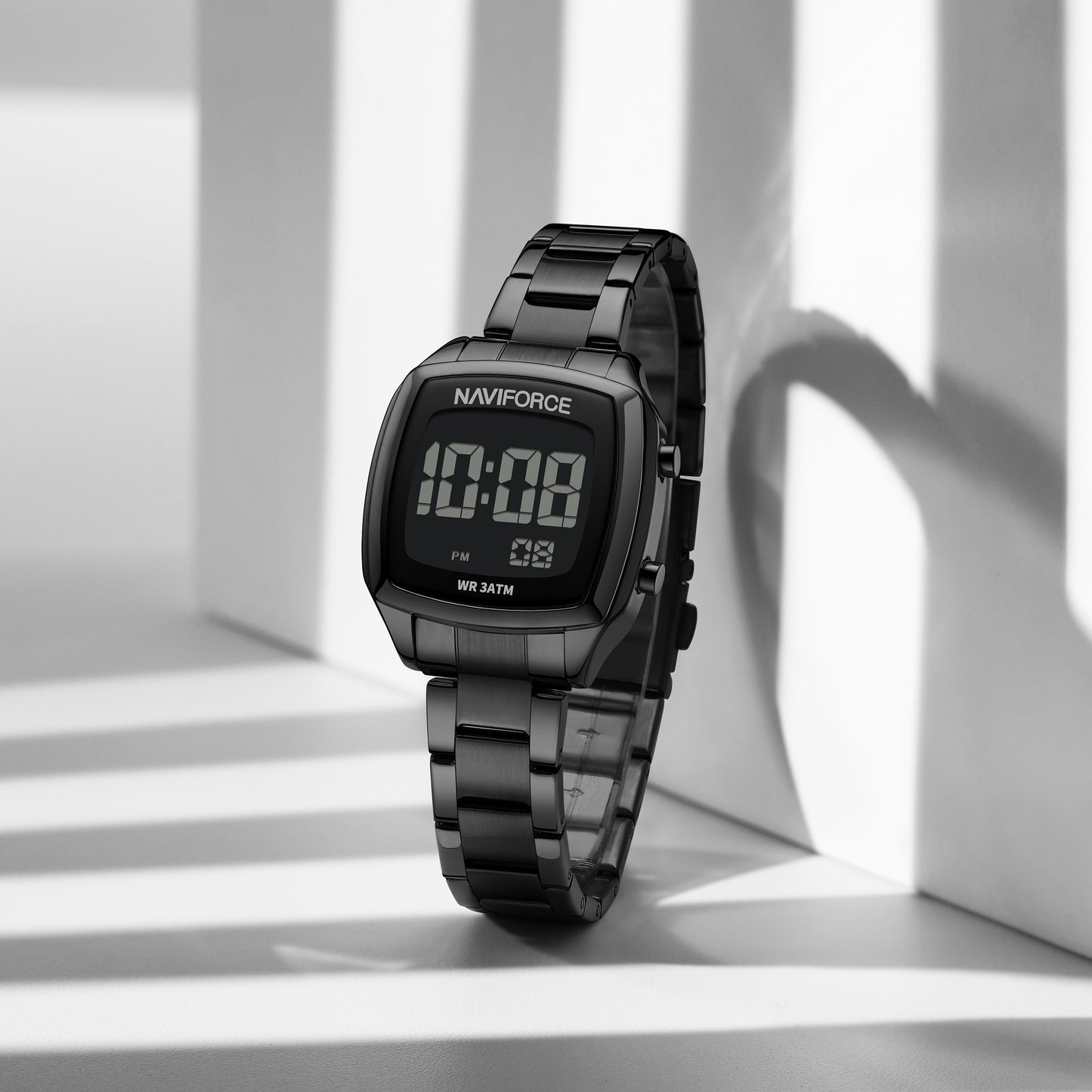 NF5047 All Black Versatile Trendy Square Digital Watch