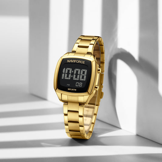 NF5047 All Gold Versatile Trendy Square Digital Watch