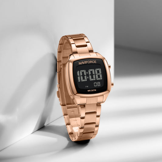 NF5047 All Rosegold Versatile Trendy Square Digital Watch