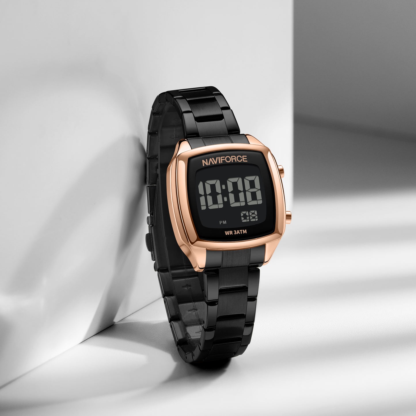 NF5047 Rosegold&Black Versatile Trendy Square Digital Watch