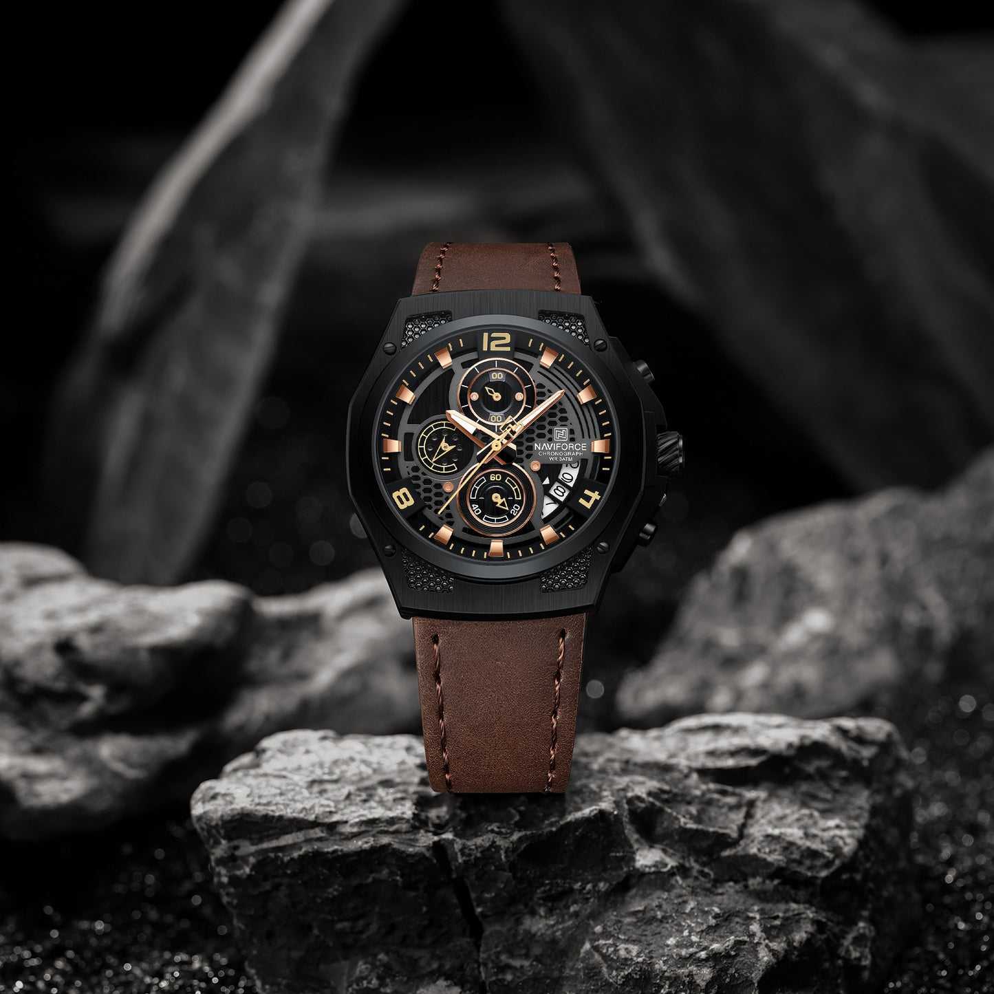 Naviforce NF8051L Brown Genuine Leather Analog Watch